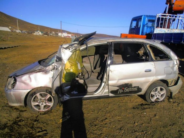 Водитель «Toyota Nadia» допустил опрокидывание своего авто в Агинском