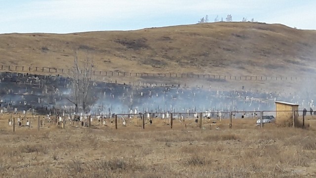 Пожар на на северо-западной окраине поселка Агинское